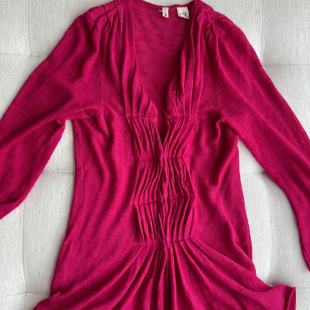 Anthropologie Moth Women’s Pink Pleated Cardigan Size Medium